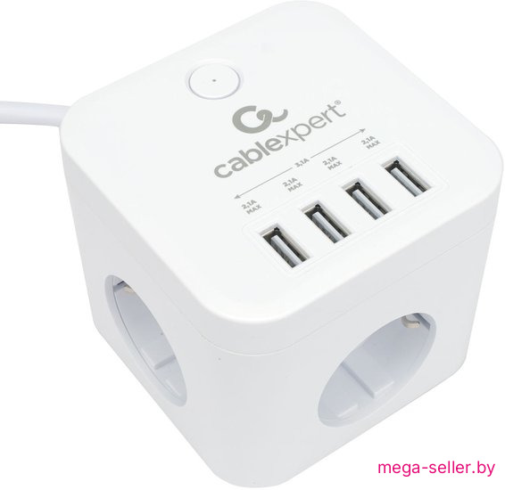 Сетевой фильтр Cablexpert CUBE-3-U4-W-1.5