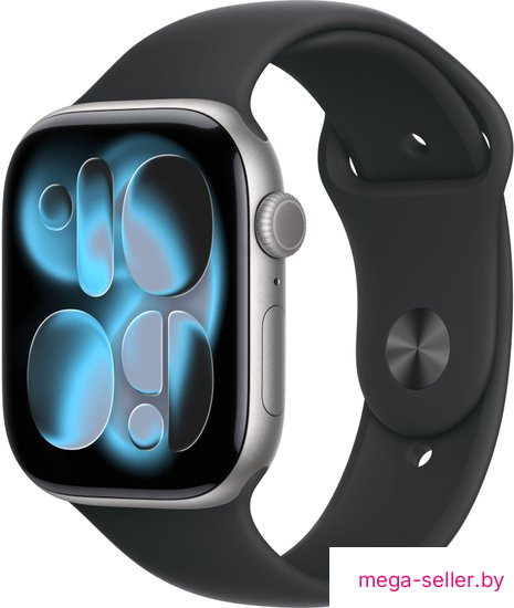 Умные часы Apple Watch Series 11 46 мм (алюминиевый корпус, космический серый/черный, спортивный силиконовый ремешок M/L)