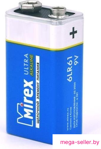 Батарейка Mirex 9V 6LR61 "Крона" Алкалайн в пленке 1 шт. 23702-6LR6-S1