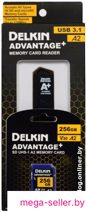 Карта памяти Delkin Devices Advantage+ SD Reader and Card Bundle SDXC 256GB