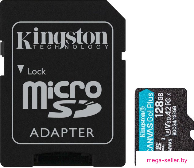Карта памяти Kingston Canvas Go! microSDXC 128GB SDCG4/128GB (с адаптером)