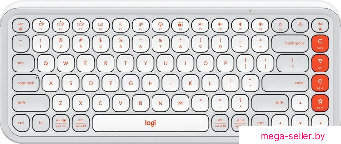 Клавиатура Logitech Pop Icon Keys 920-013088 (белый/оранжевый, с гравировкой)