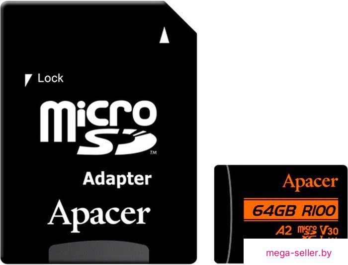 Карта памяти Apacer microSDXC AP64GMCSX10U8-R 64GB (с адаптером)