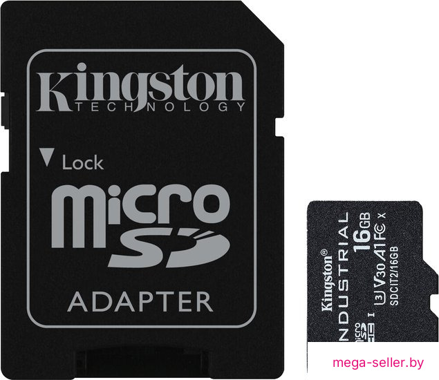 Карта памяти Kingston Industrial microSDHC 16GB SDCIT2/16GB (с адаптером)