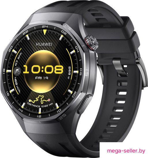 Умные часы Huawei Watch GT 6 Pro 46 мм (черный, с черным силиконовым ремешком, международная версия)