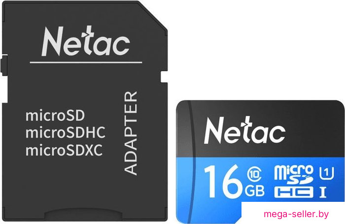 Карта памяти Netac P500 Standard 16GB NT02P500STN-016G-R (с адаптером)