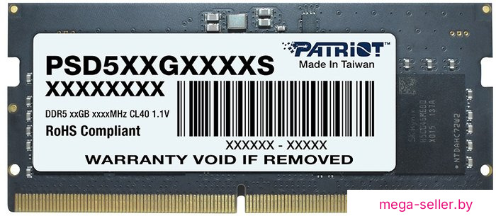 Оперативная память Patriot Signature Line 16ГБ DDR5 SODIMM 5200 МГц PSD516G520081S