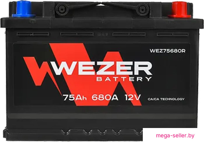 Автомобильный аккумулятор Wezer WEZ75680R (75 А·ч)