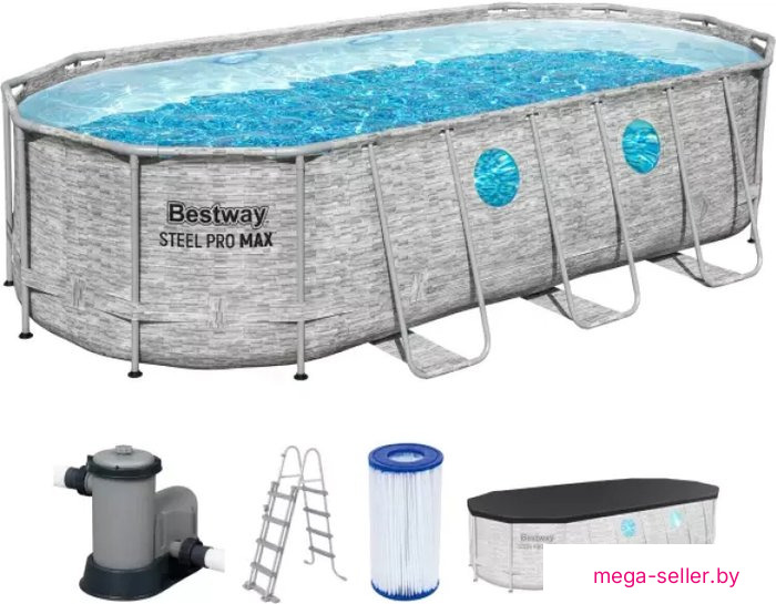 Каркасный бассейн Bestway Power Steel Камень 56716 (549x274x122)
