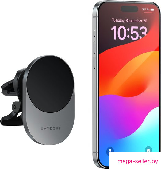 Держатель для смартфона Satechi Qi2 Wireless Car Charger 15W (серый космос)