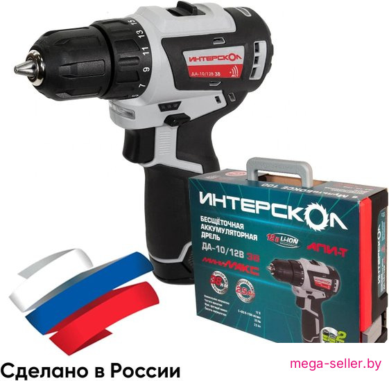 Дрель-шуруповерт Интерскол ДА-10/12В 38 757.2.2.46 (с 2-мя АКБ, кейс)