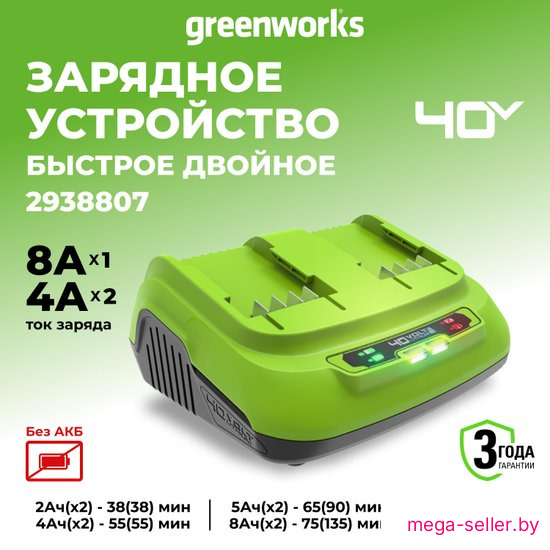 Зарядное устройство Greenworks G40UC8 (2x40В)