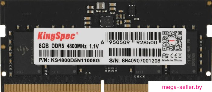Оперативная память KingSpec 8ГБ DDR5 SODIMM 4800 МГц KS4800D5N11008G