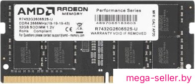 Оперативная память AMD Radeon R7 32GB DDR4 SODIMM PC4-21300 R7432G2606S2S-U