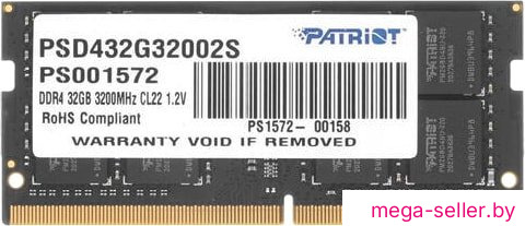 Оперативная память Patriot Signature Line 32GB DDR4 SODIMM PSD432G32002S