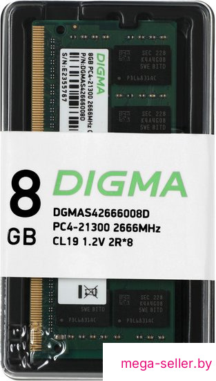 Оперативная память Digma 8ГБ DDR4 SODIMM 2666 МГц DGMAS42666008D